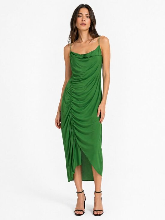 All Saints Dresses & Skirts - ALLSAINTS Ulla Square Neck Mesh Draped Midi Dress in Green US Size 8
